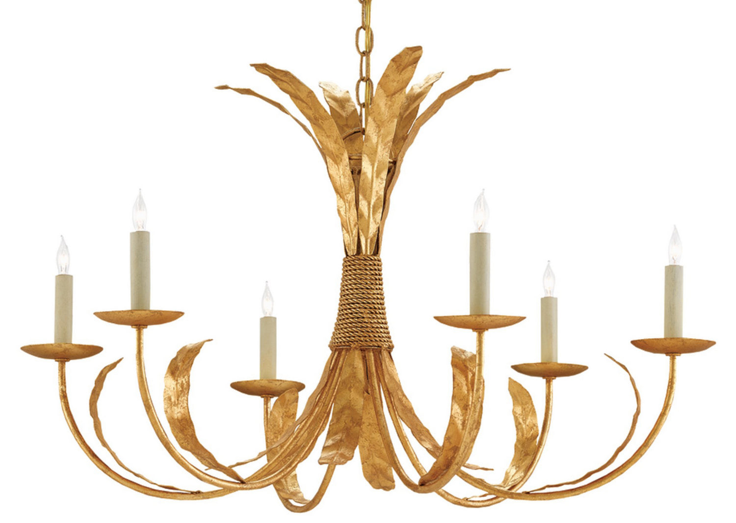 Six Light Chandelier from the Bunny Williams collection in Grecian Gold Leaf finish