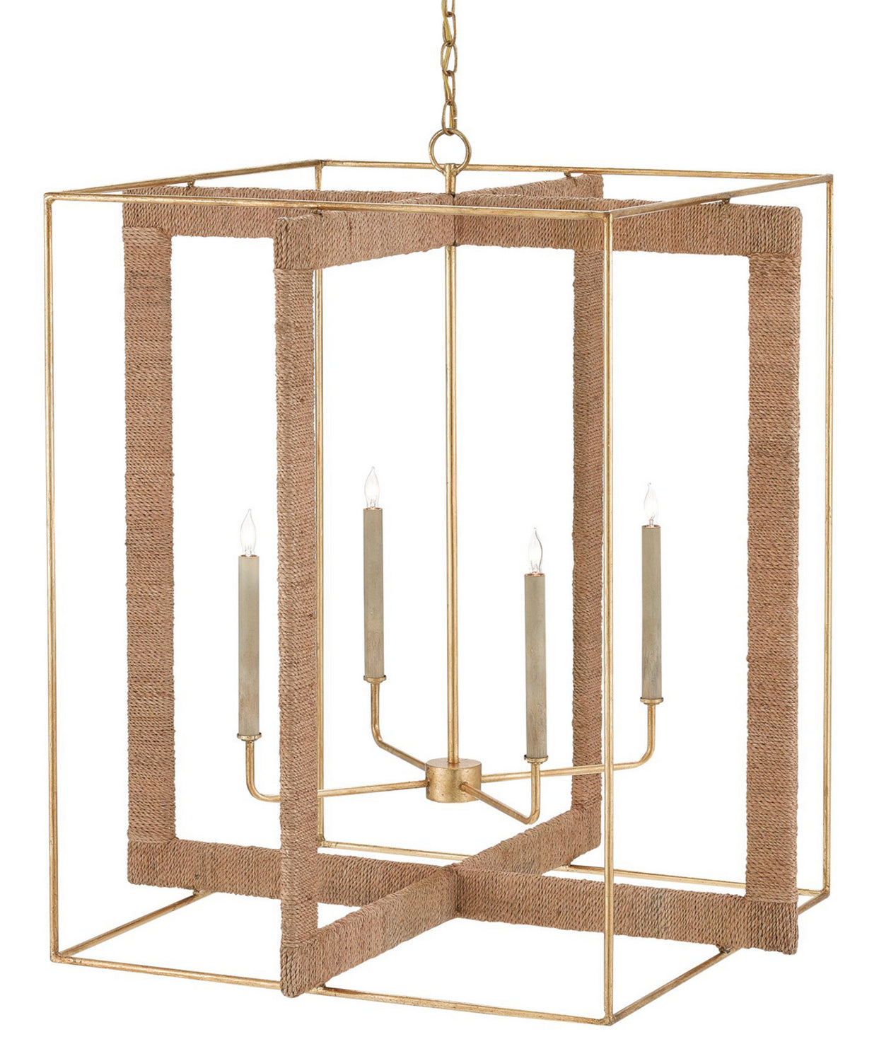 Four Light Lantern from the Purebred collection in Contemporary Gold Leaf/Natural finish