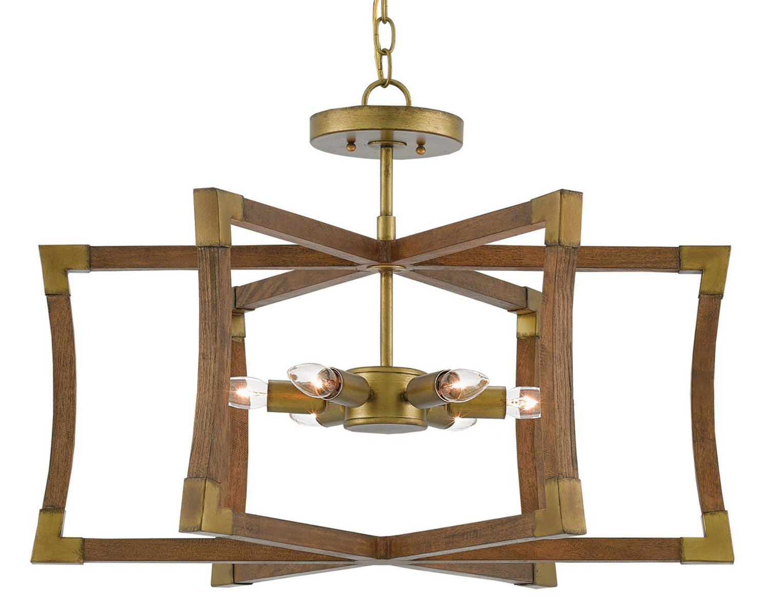 Six Light Lantern from the Bastian collection in Chestnut/Brass finish