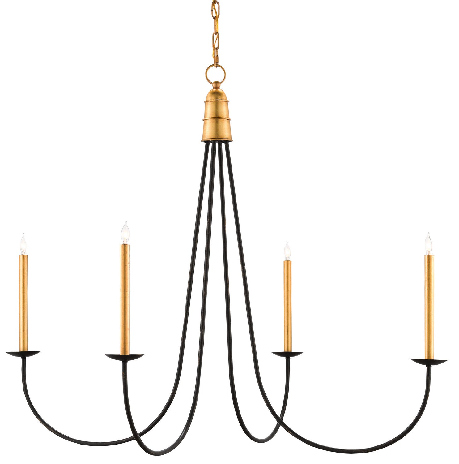 Four Light Chandelier from the Ogden collection in Chinois Antique Gold Leaf/Black finish