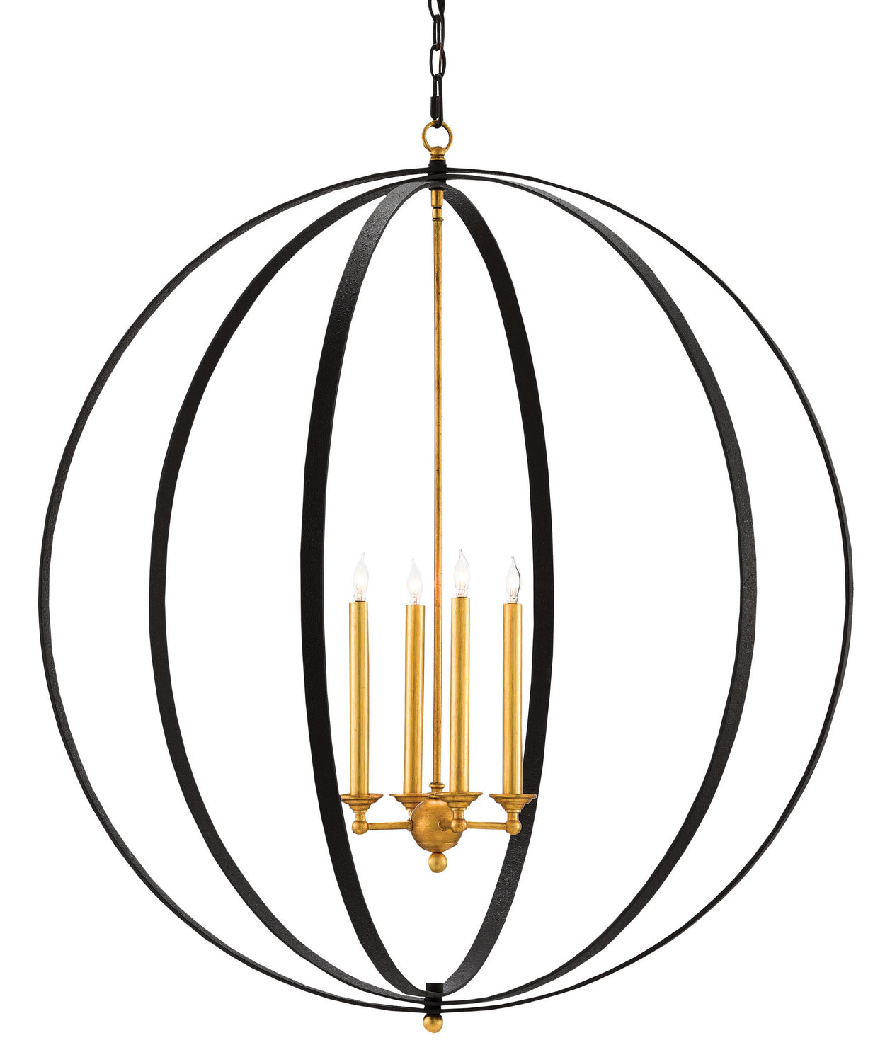 Four Light Chandelier from the Ogden collection in Chinois Antique Gold Leaf/Black finish