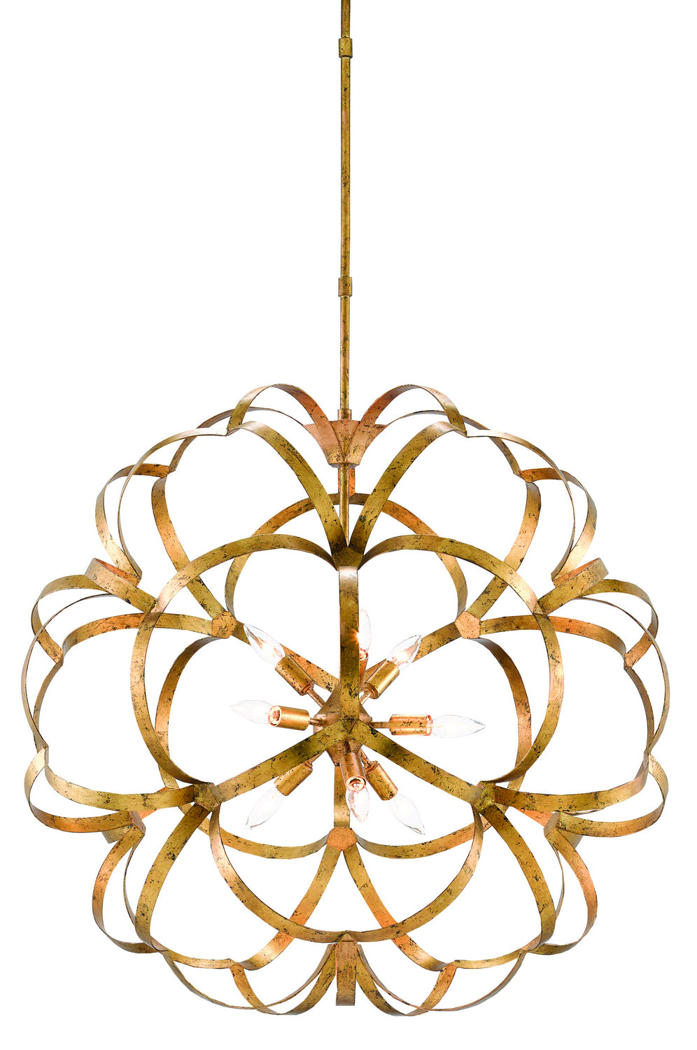 Nine Light Chandelier from the Sappho collection in New Gold Leaf finish