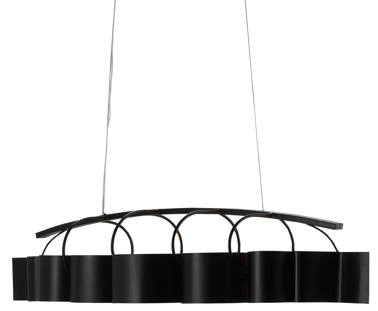 Eight Light Chandelier from the Marchfield collection in Satin Black/Contemporary Gold Leaf finish