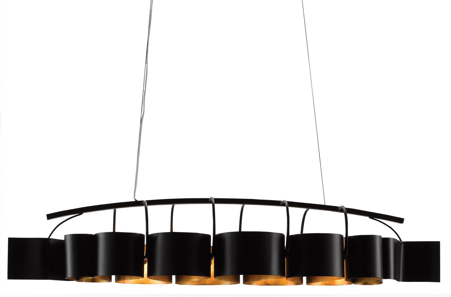 Eight Light Chandelier from the Marchfield collection in Satin Black/Contemporary Gold Leaf finish