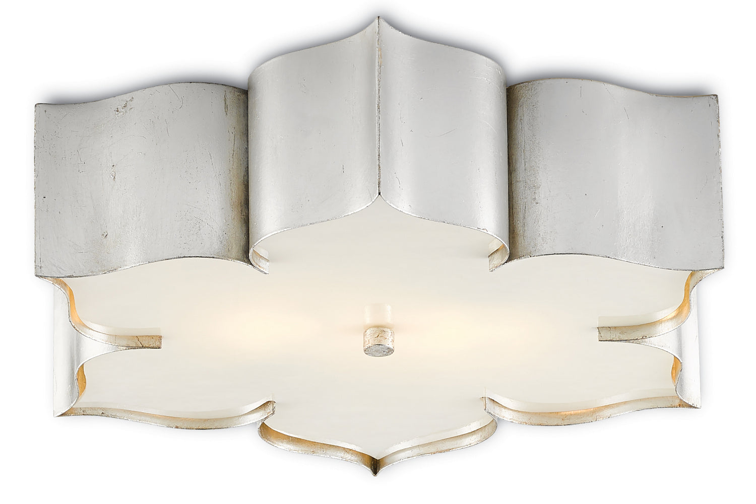 Two Light Flush Mount from the Grand collection in Contemporary Silver Leaf finish