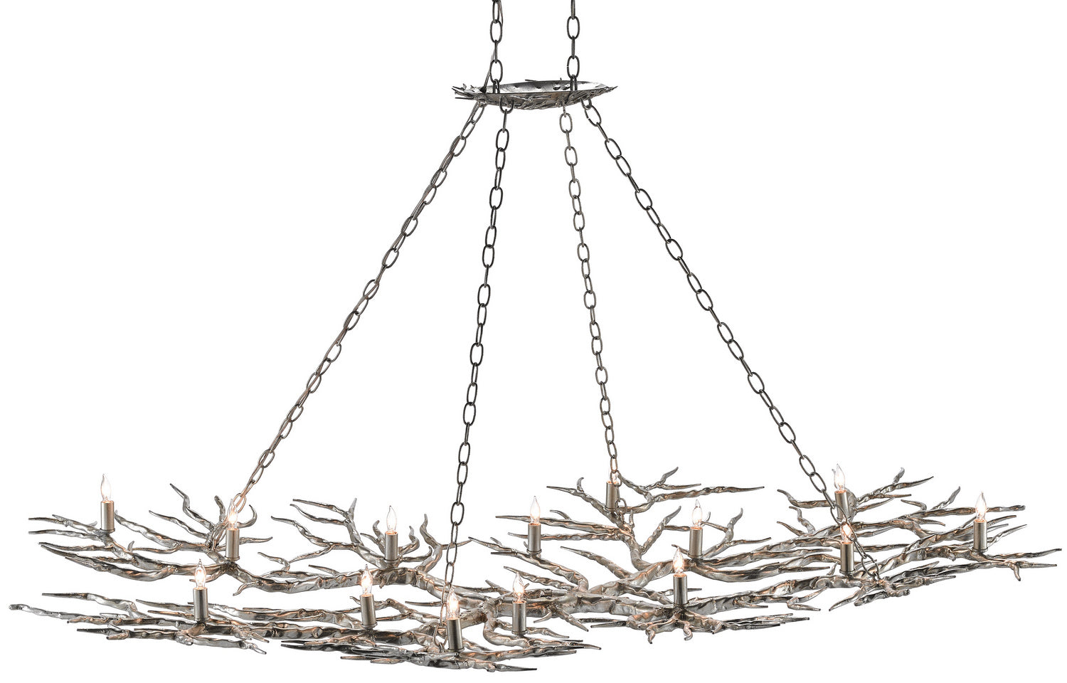 14 Light Chandelier from the Rainforest collection in Silver Leaf finish