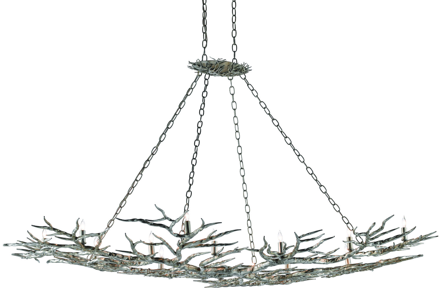 14 Light Chandelier from the Rainforest collection in Silver Leaf finish