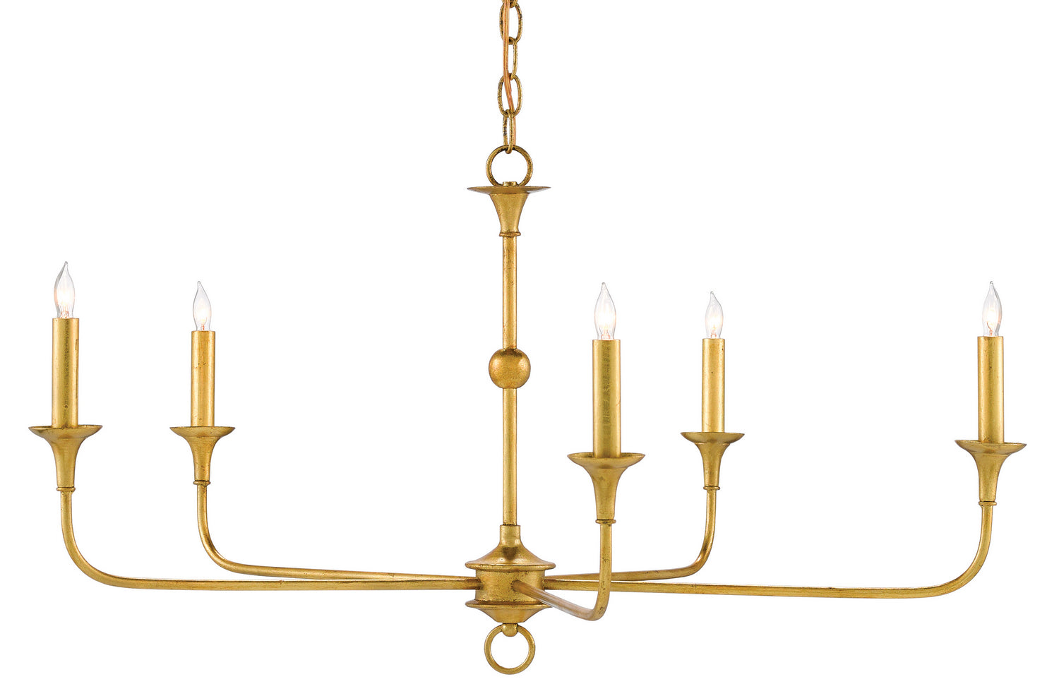 Five Light Chandelier from the Nottaway collection in Contemporary Gold Leaf finish