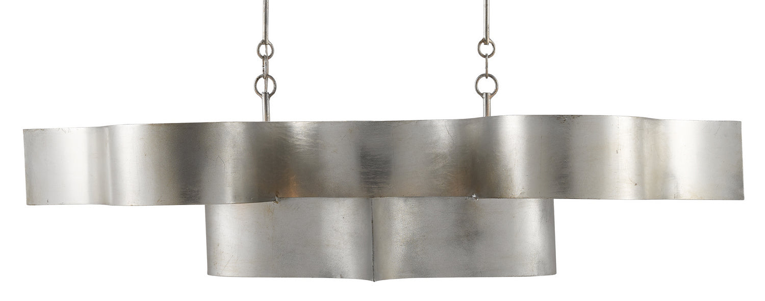 Six Light Chandelier from the Grand collection in Contemporary Silver Leaf finish
