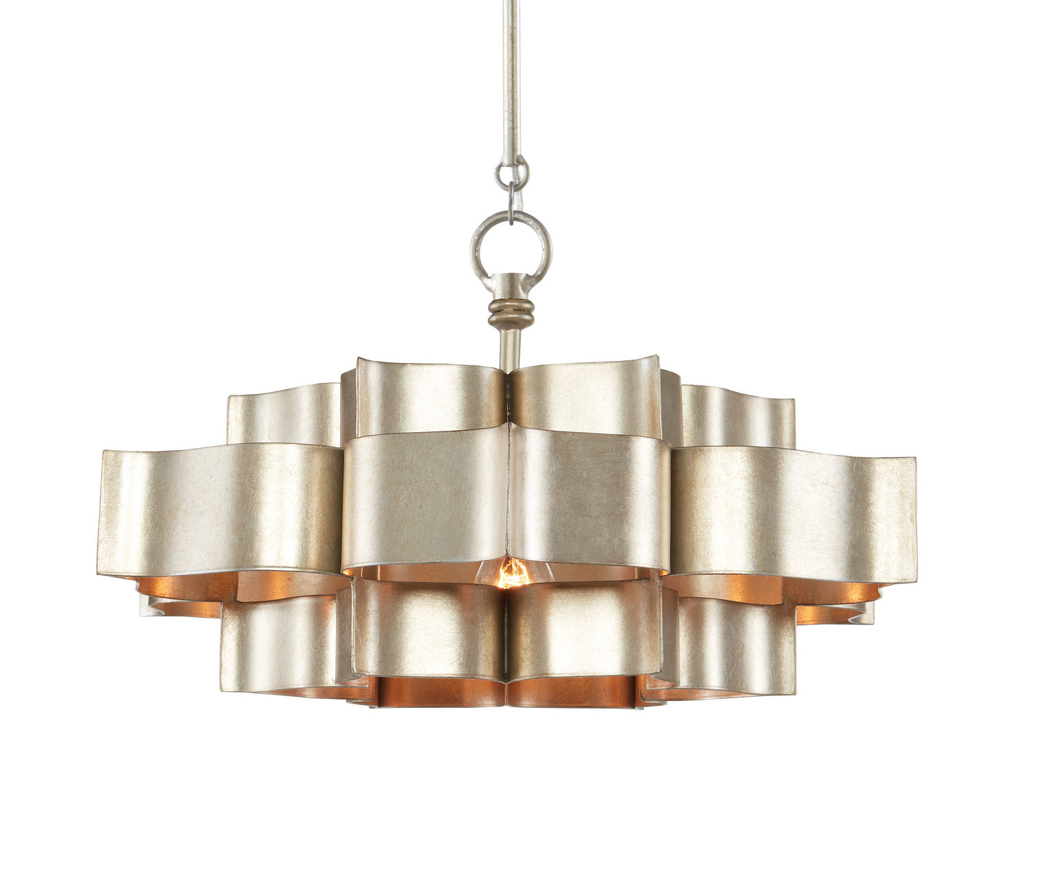 One Light Chandelier from the Grand collection in Contemporary Silver Leaf finish