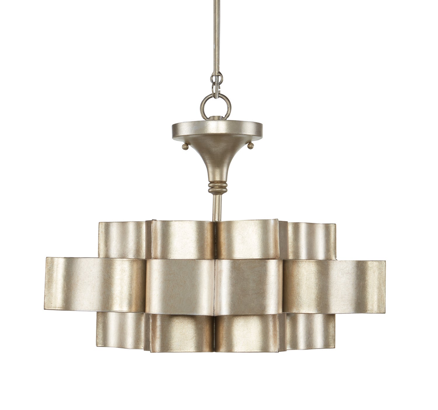 One Light Chandelier from the Grand collection in Contemporary Silver Leaf finish