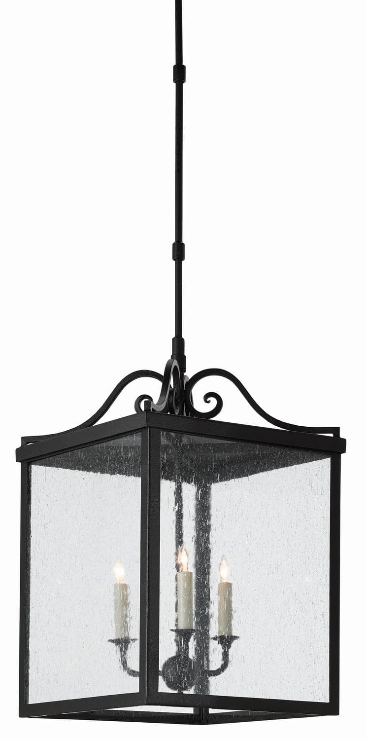 Three Light Outdoor Lantern from the Giatti collection in Midnight finish