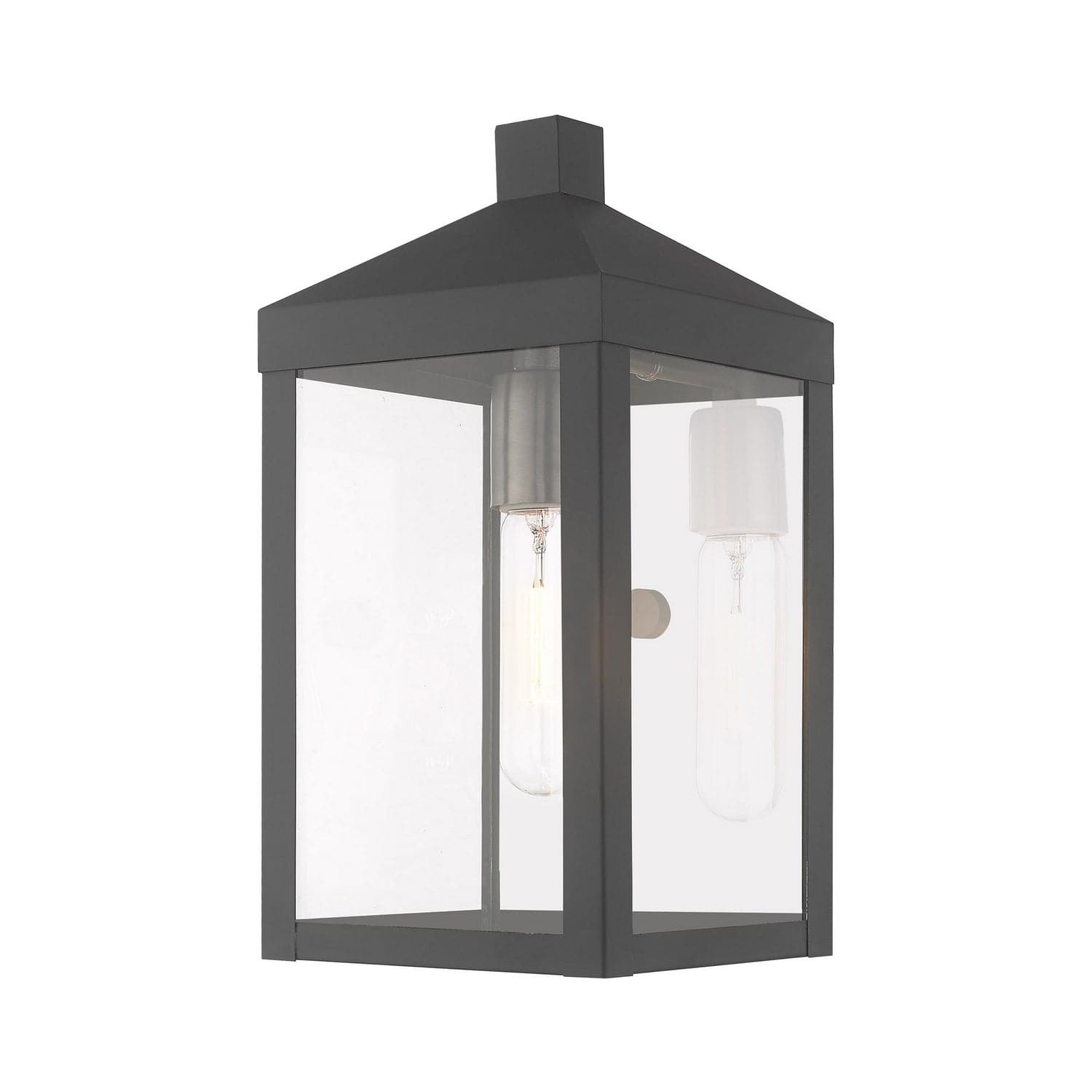 Livex Lighting - 20582-76 - One Light Outdoor Wall Lantern - Nyack - Scandinavian Gray w/ Brushed Nickels and Polished Chrome Stainless Steel