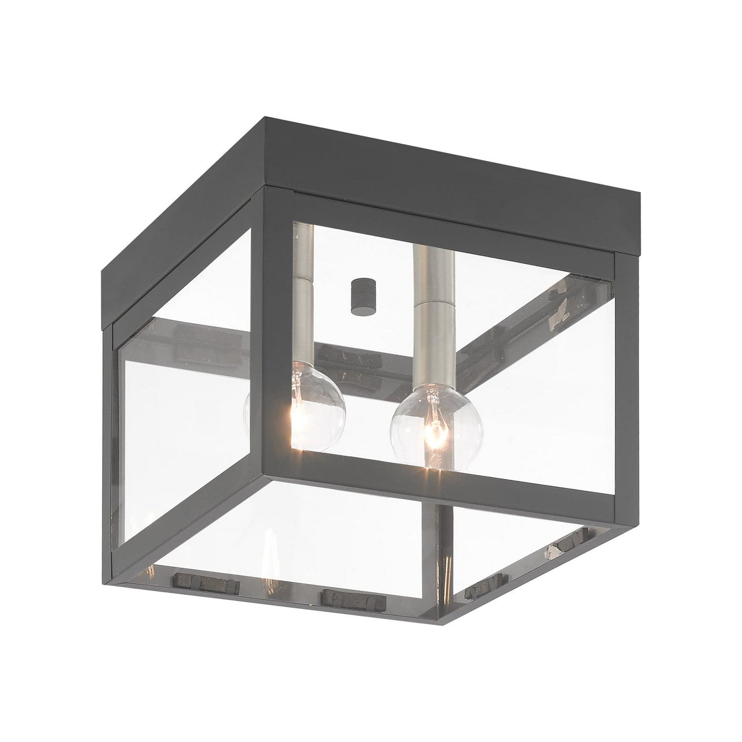 Livex Lighting - 20588-76 - Two Light Outdoor Ceiling Mount - Nyack - Scandinavian Gray w/ Brushed Nickels and Polished Chrome Stainless Steel