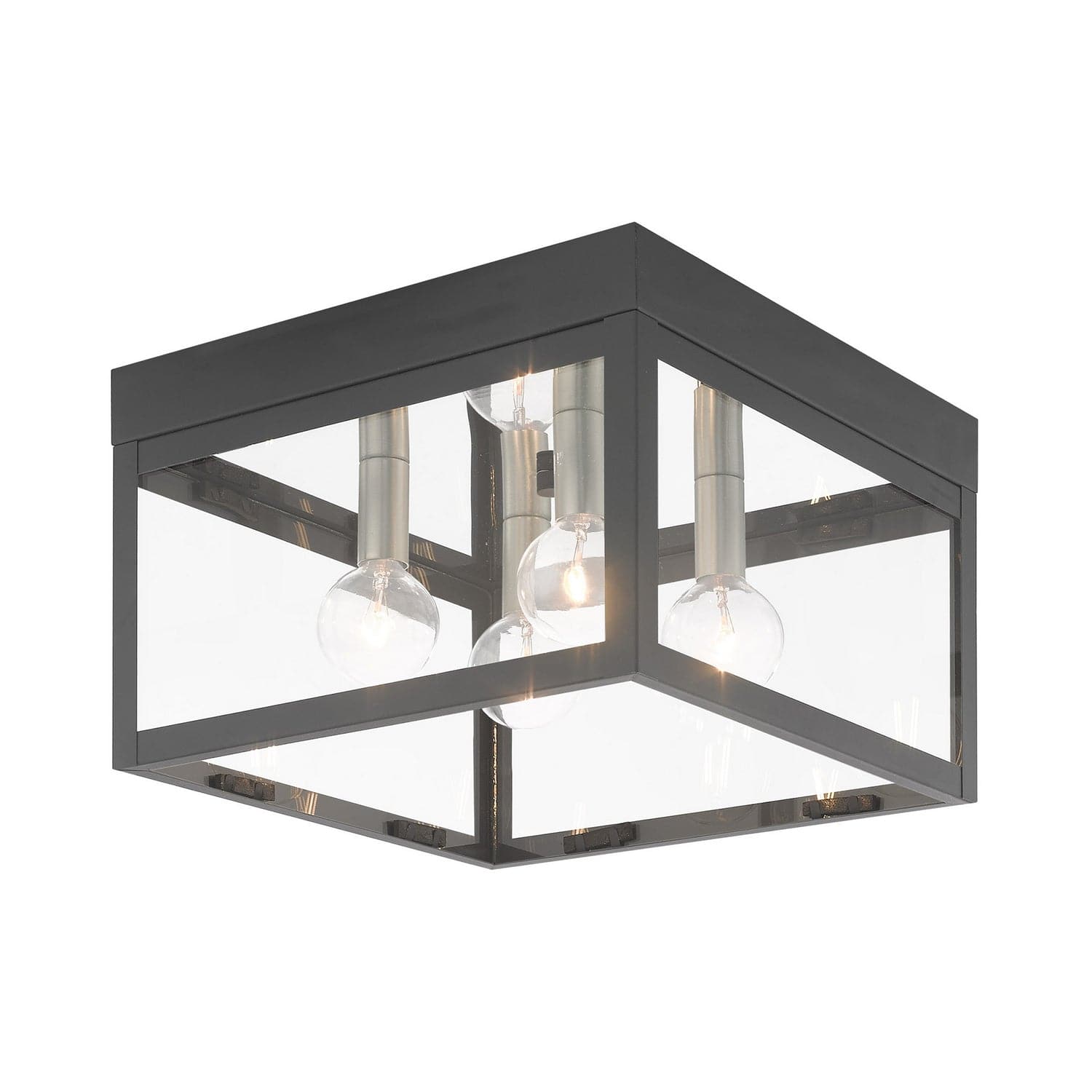 Livex Lighting - 20589-76 - Four Light Outdoor Ceiling Mount - Nyack - Scandinavian Gray w/ Brushed Nickels and Polished Chrome Stainless Steel
