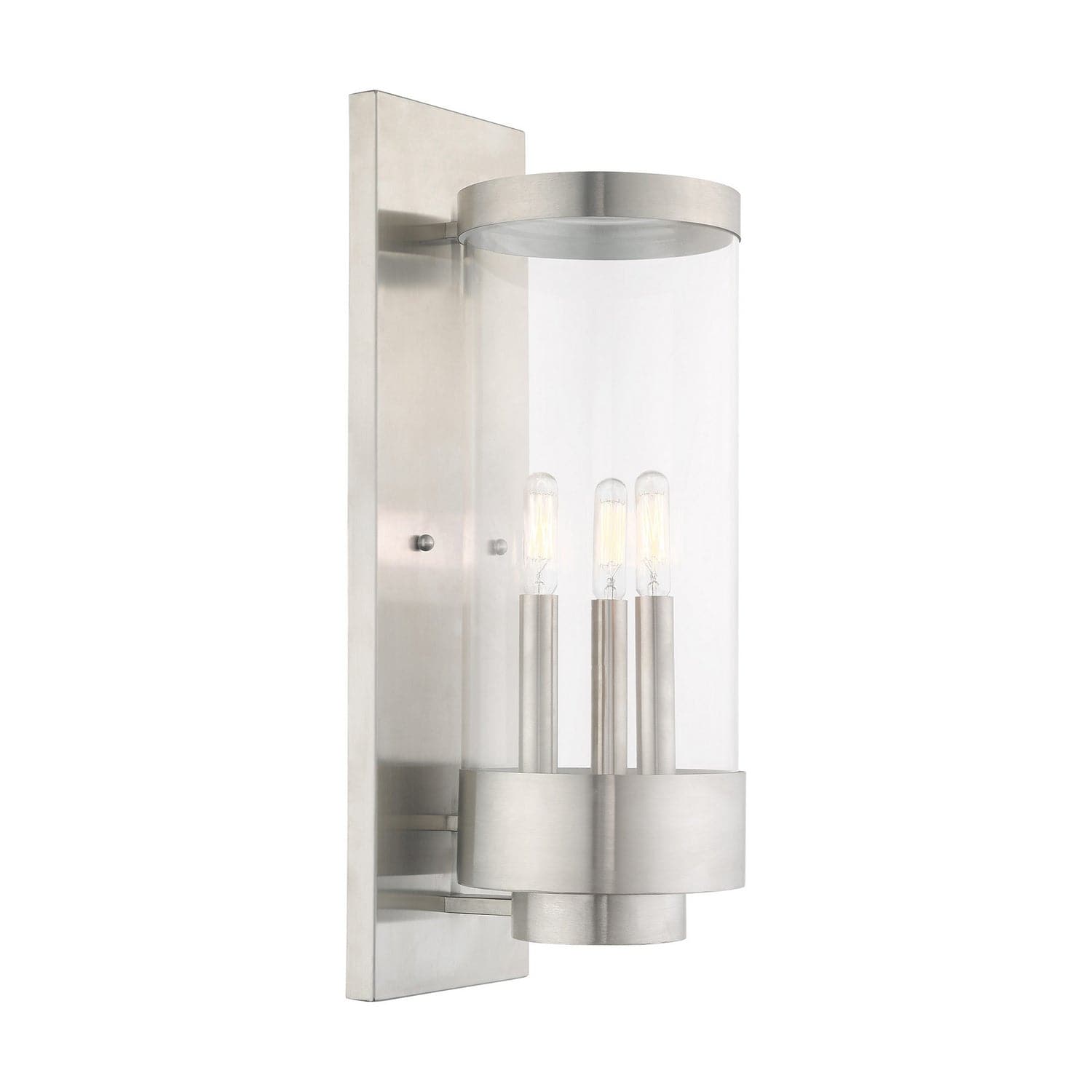 Livex Lighting - 20724-91 - Three Light Outdoor Wall Lantern - Hillcrest - Brushed Nickel
