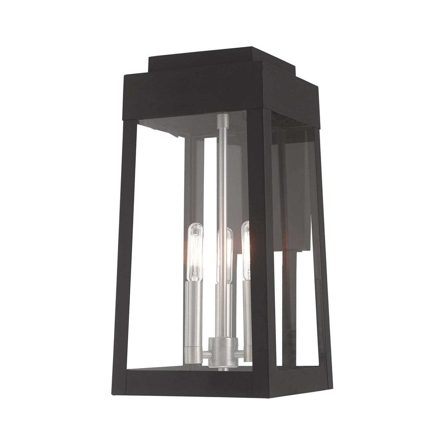 Livex Lighting - 20855-04 - Three Light Outdoor Wall Lantern - Oslo - Black w/ Brushed Nickels
