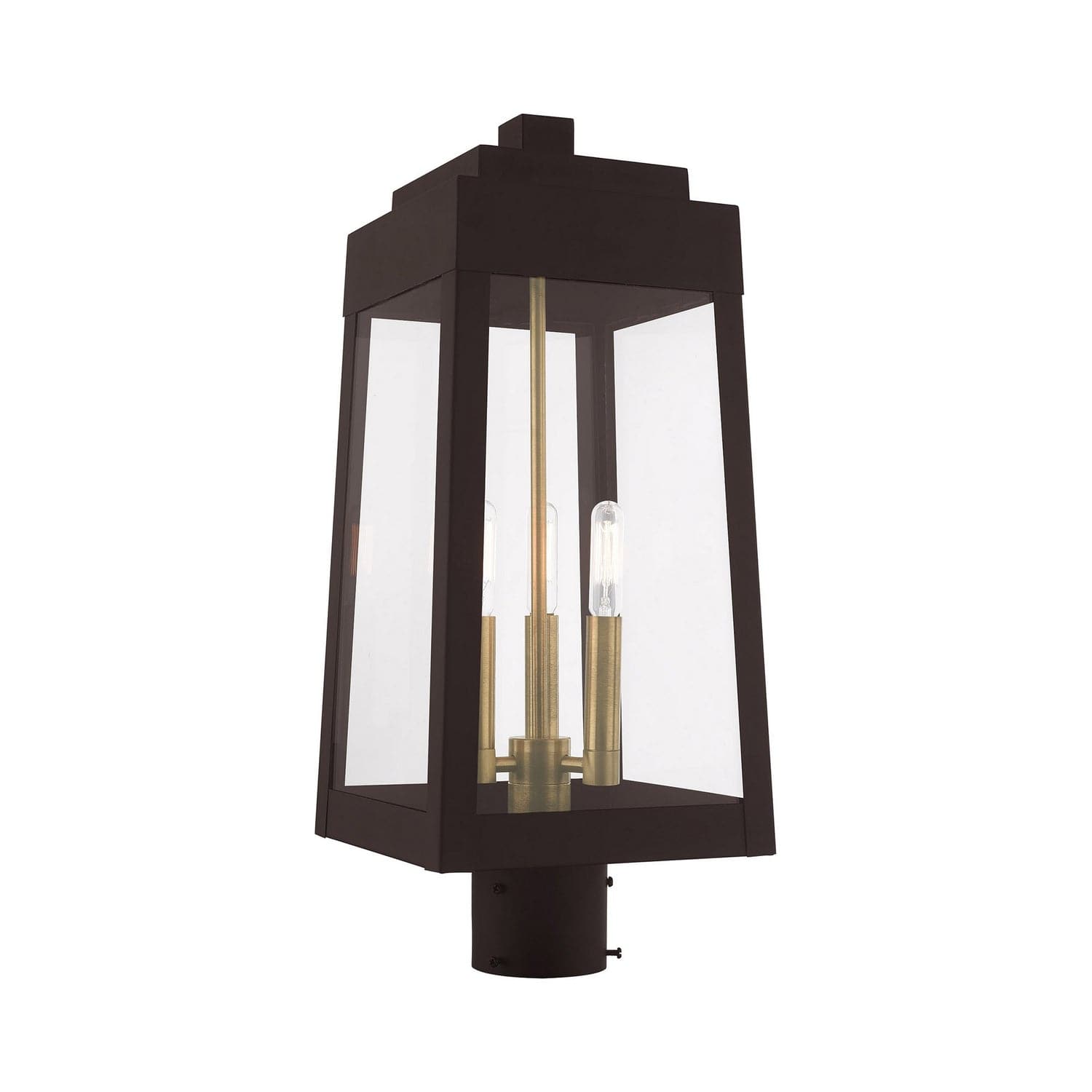 Livex Lighting - 20856-07 - Three Light Post-Top Lanterm - Oslo - Bronze w/ Antique Brasss