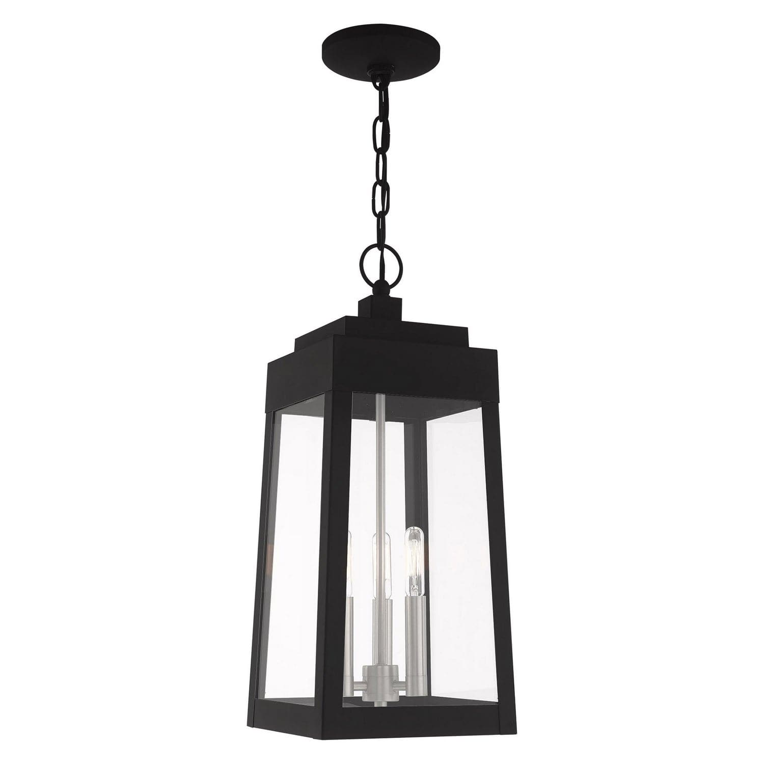 Livex Lighting - 20857-04 - Three Light Outdoor Pendant - Oslo - Black w/ Brushed Nickels