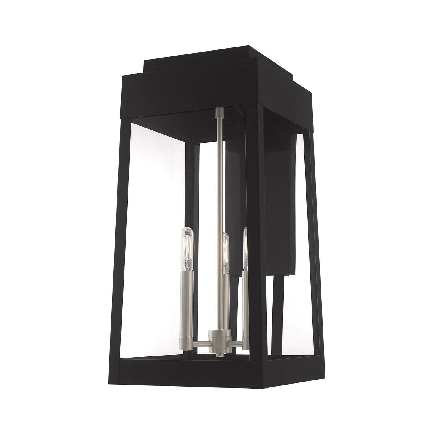 Livex Lighting - 20858-04 - Three Light Outdoor Wall Lantern - Oslo - Black w/ Brushed Nickels