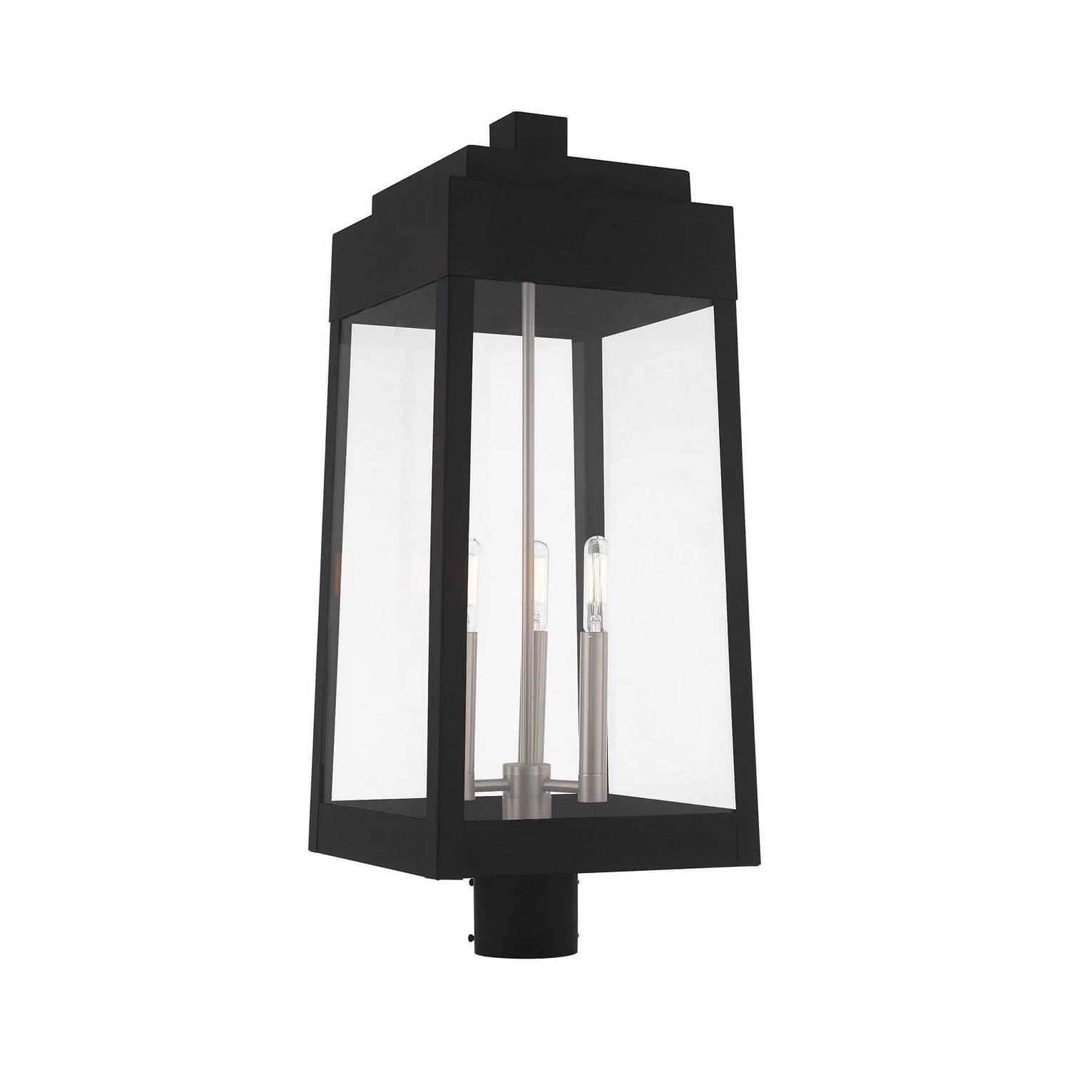 Livex Lighting - 20859-04 - Three Light Post-Top Lanterm - Oslo - Black w/ Brushed Nickels