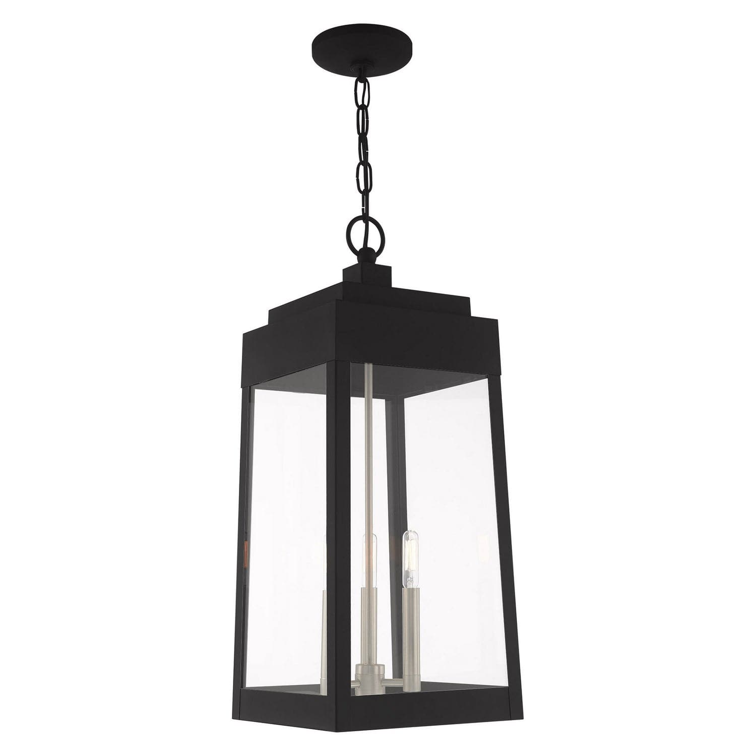 Livex Lighting - 20860-04 - Three Light Outdoor Pendant - Oslo - Black w/ Brushed Nickels