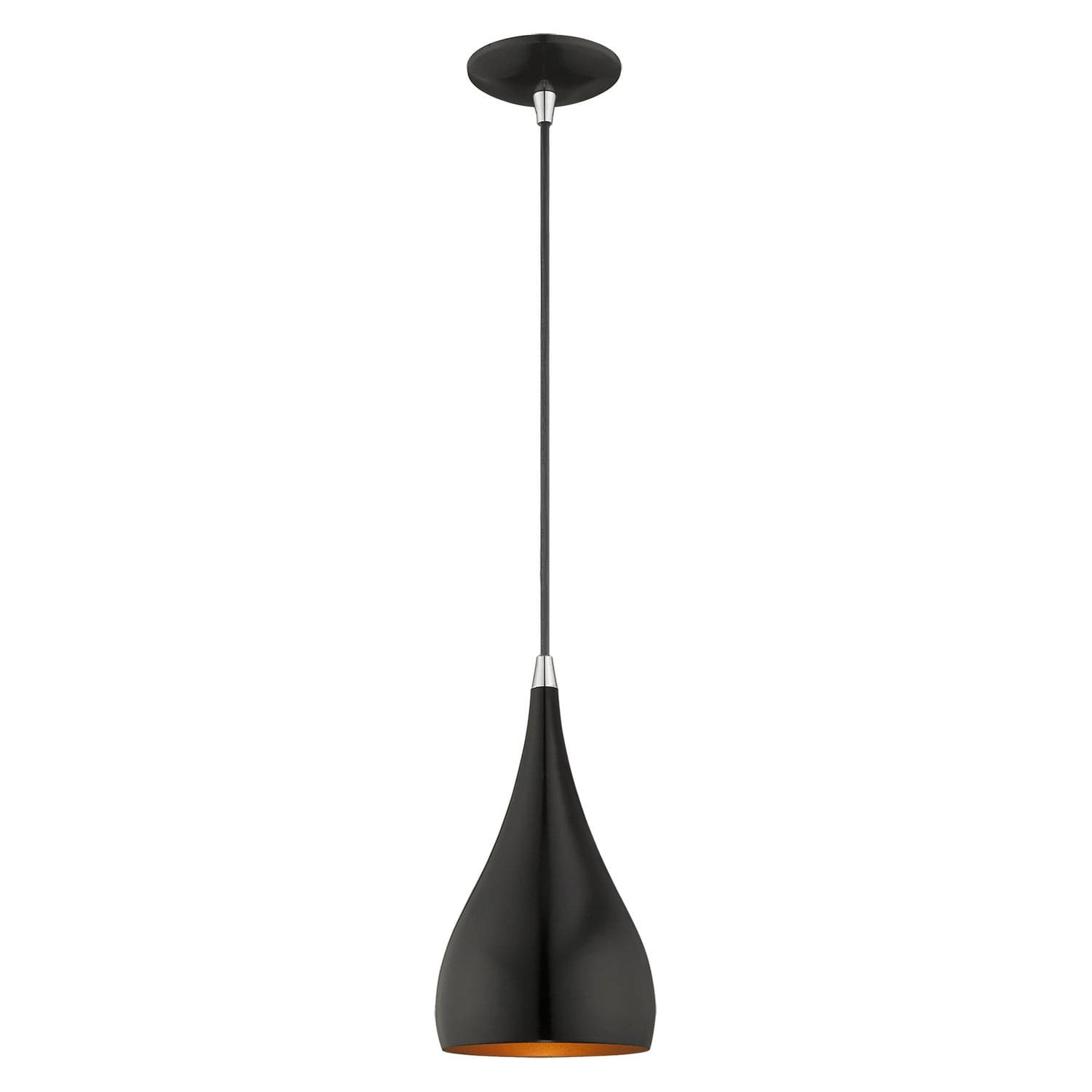 Livex Lighting - 41171-68 - One Light Mini Pendant - Amador - Shiny Black w/ Polished Chromes