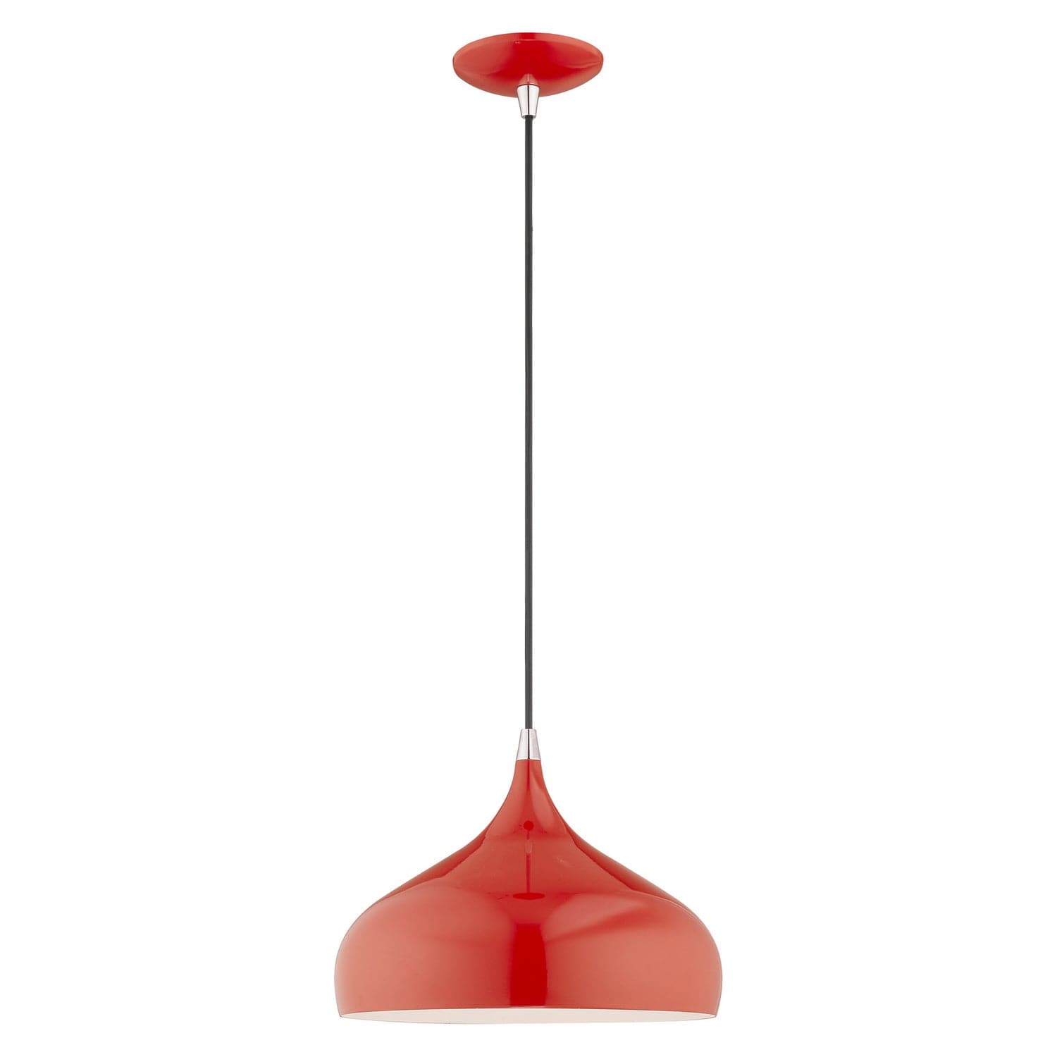 Livex Lighting - 41172-72 - One Light Mini Pendant - Amador - Shiny Red w/ Polished Chromes