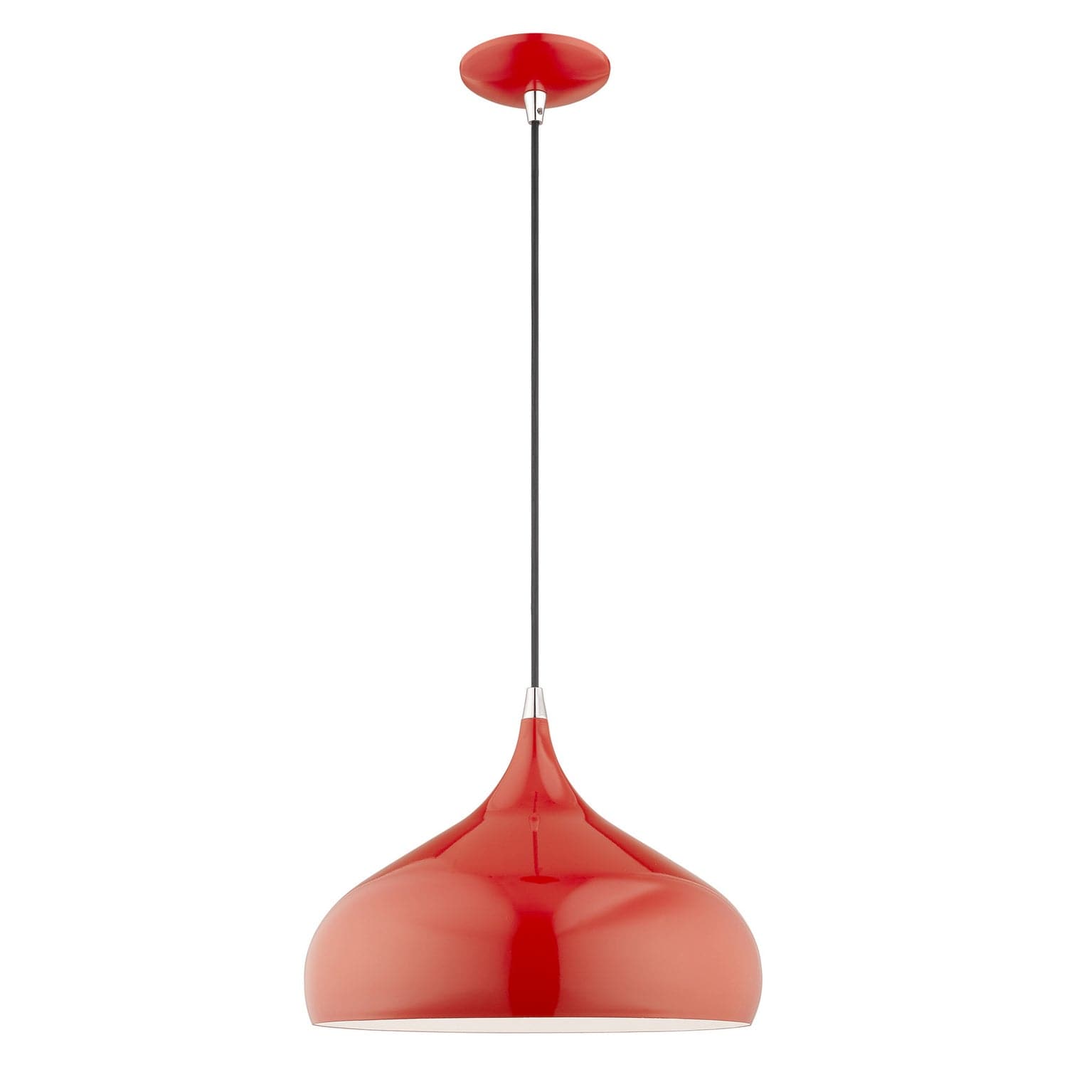Livex Lighting - 41173-72 - One Light Mini Pendant - Amador - Shiny Red w/ Polished Chromes