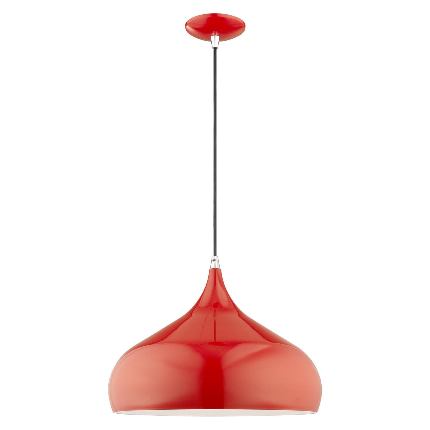 Livex Lighting - 41174-72 - One Light Mini Pendant - Amador - Shiny Red w/ Polished Chromes