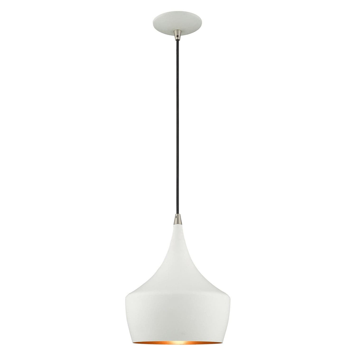 Livex Lighting - 41186-03 - One Light Mini Pendant - Waldorf - White w/ Brushed Nickels