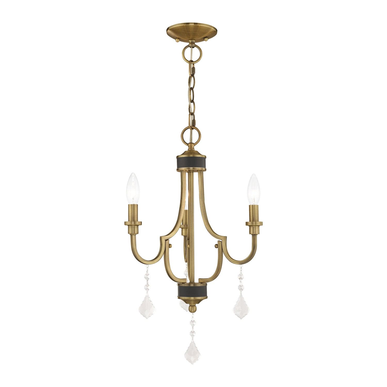 Livex Lighting - 41273-01 - Three Light Mini Chandelier - Glendale - Antique Brass w/ Bronzes