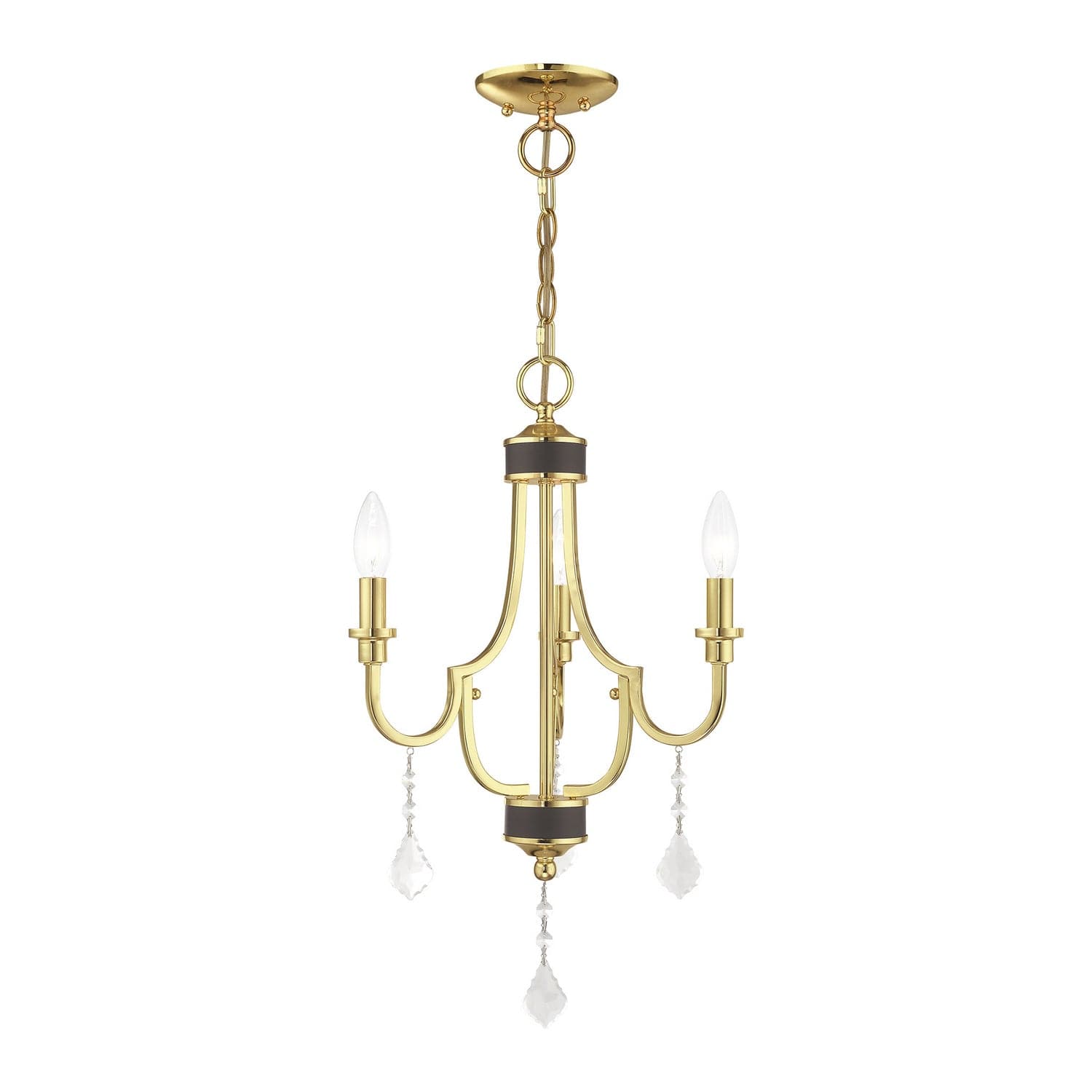 Livex Lighting - 41273-02 - Three Light Mini Chandelier - Glendale - Polished Brass w/ Bronzes
