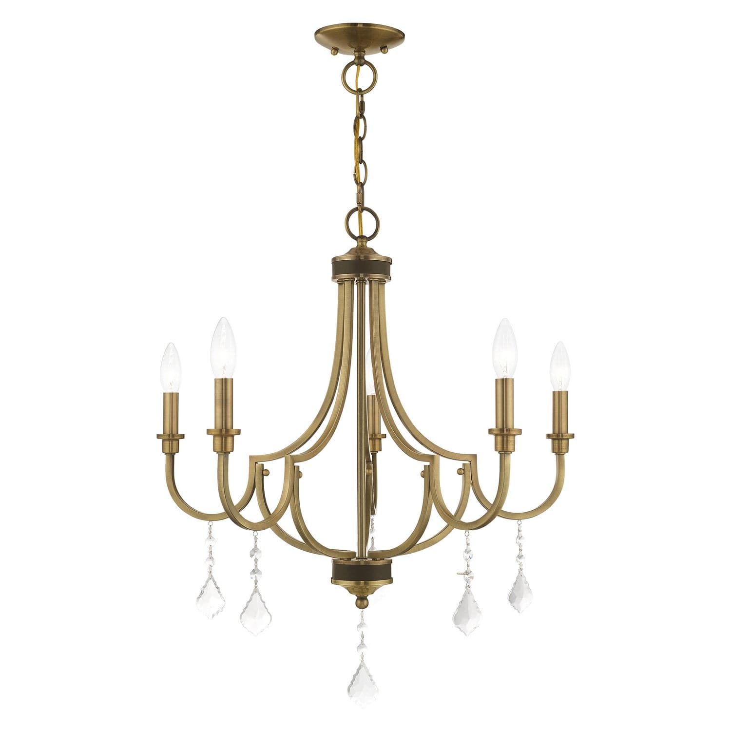 Livex Lighting - 41275-01 - Five Light Chandelier - Glendale - Antique Brass w/ Bronzes