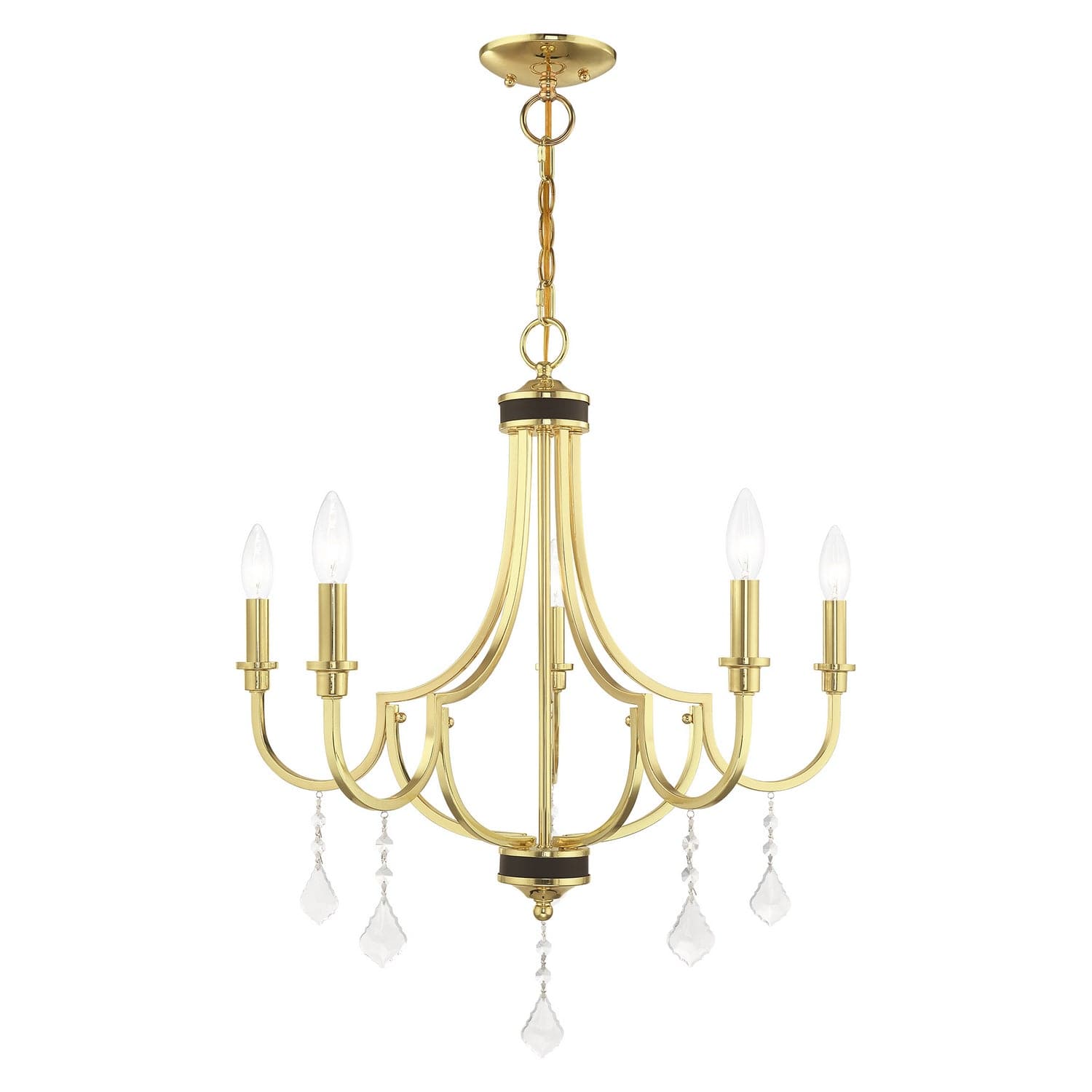 Livex Lighting - 41275-02 - Five Light Chandelier - Glendale - Polished Brass w/ Bronzes