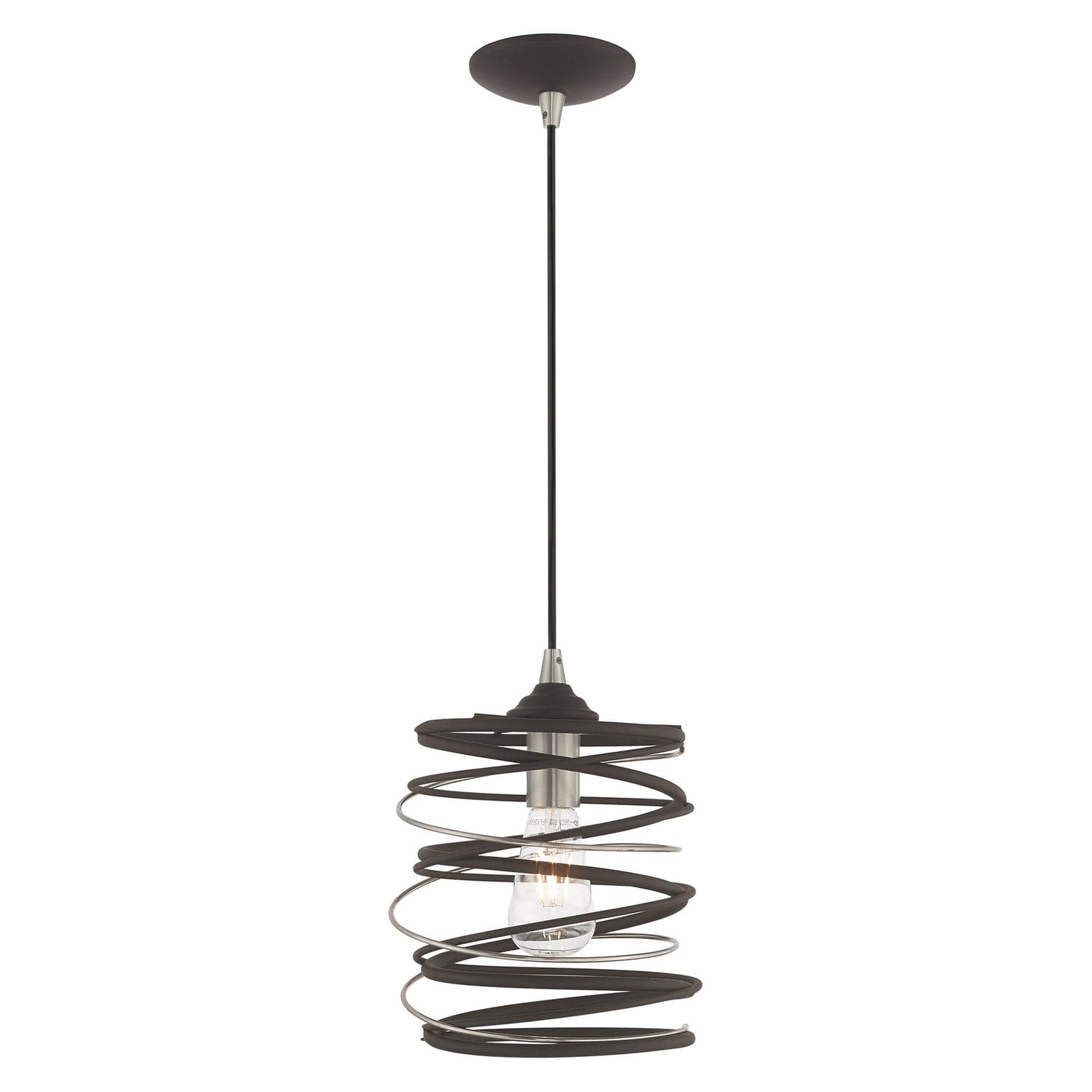 Livex Lighting - 41320-07 - One Light Mini Pendant - Pendants - Bronze w/ Brushed Nickel