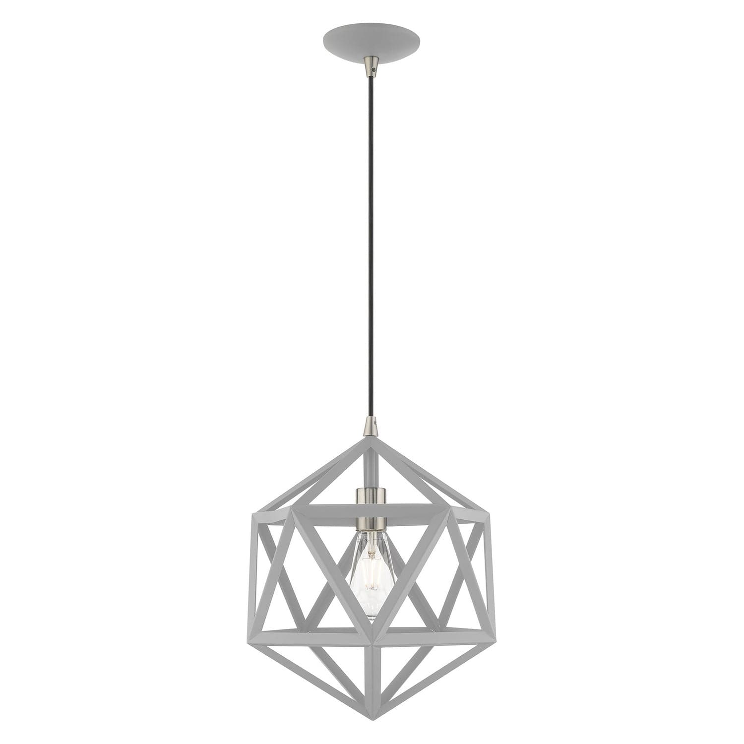 Livex Lighting - 41328-80 - One Light Mini Pendant - Ashland - Nordic Gray w/ Brushed Nickels