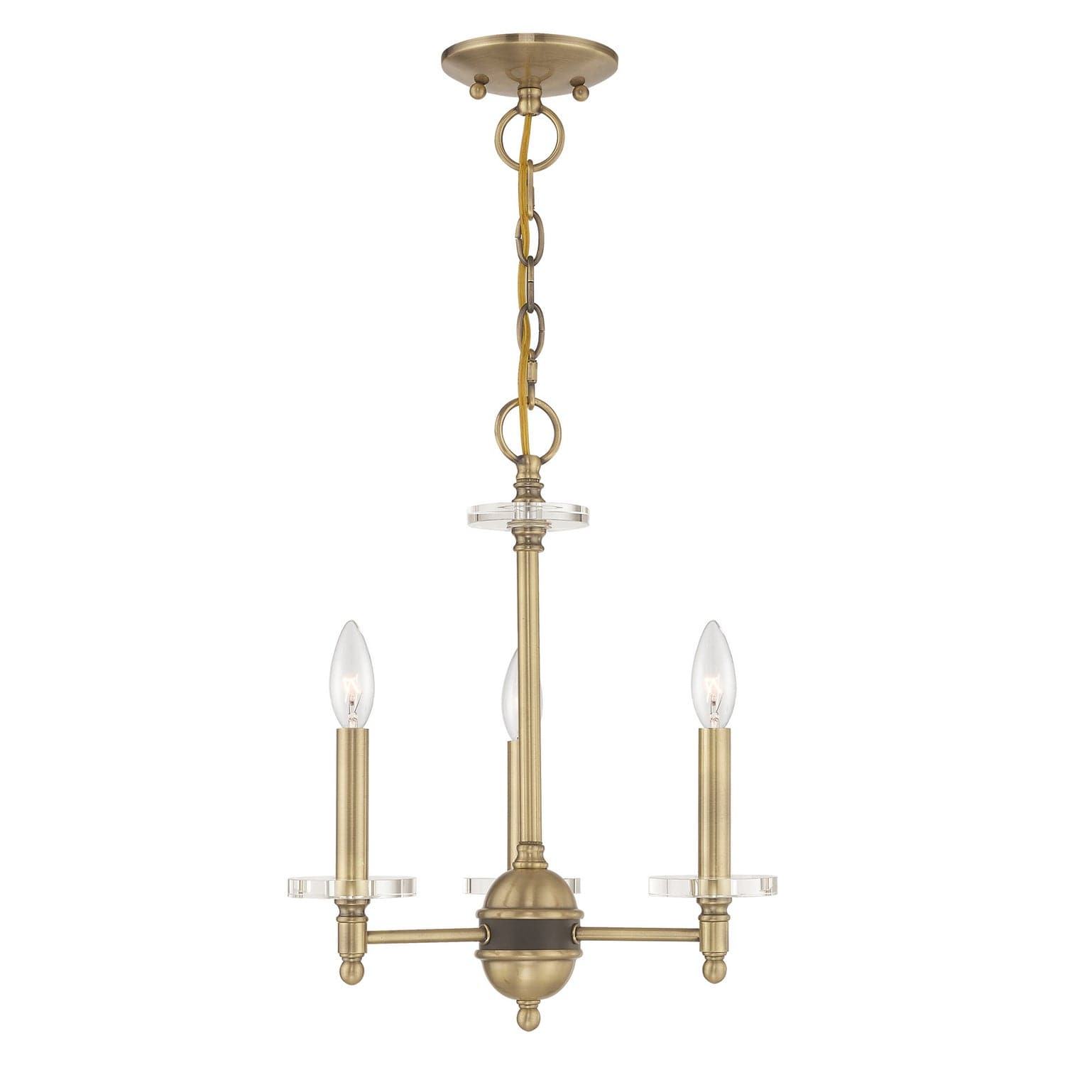 Livex Lighting - 42703-01 - Three Light Mini Chandelier - Bennington - Antique Brass w/ Bronze