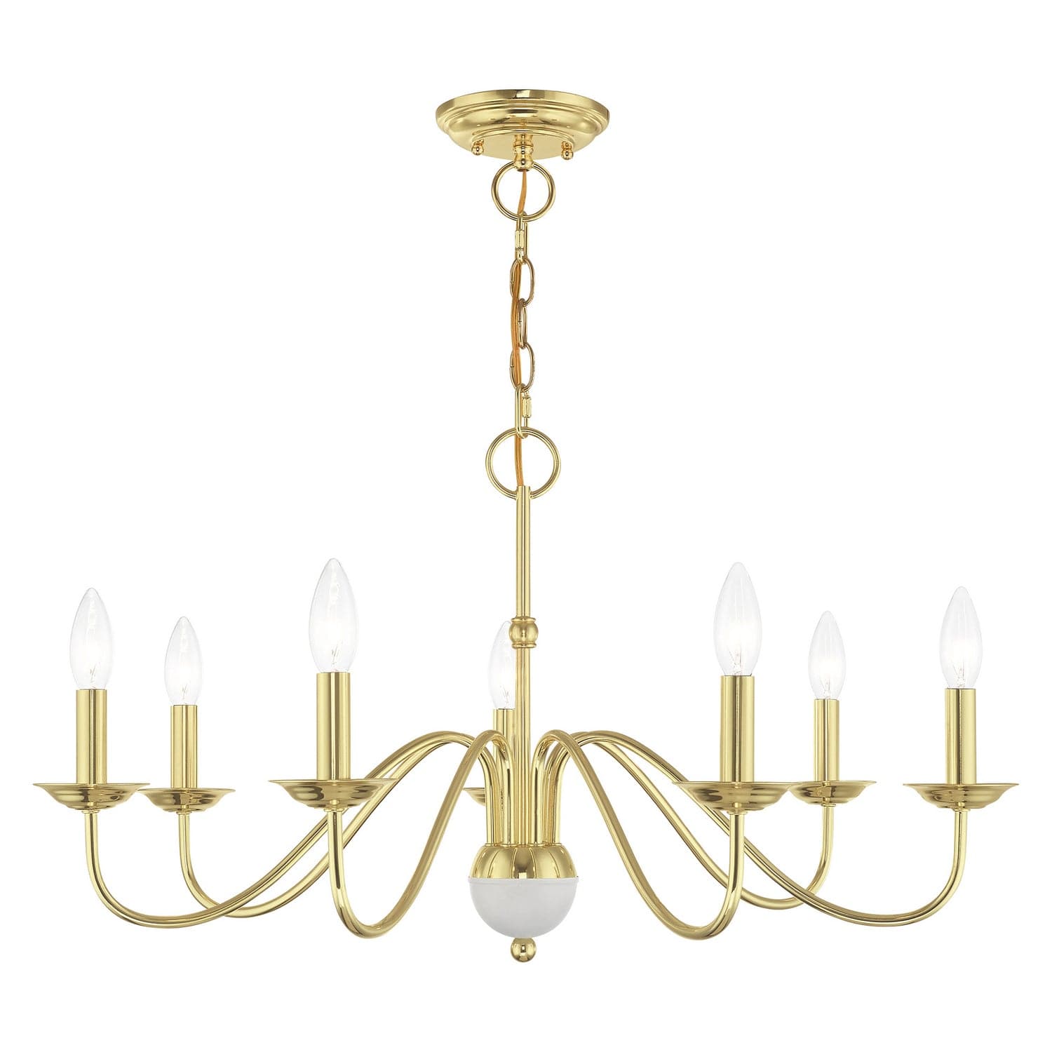Livex Lighting - 52167-02 - Seven Light Chandelier - Windsor - Polished Brass w/ White