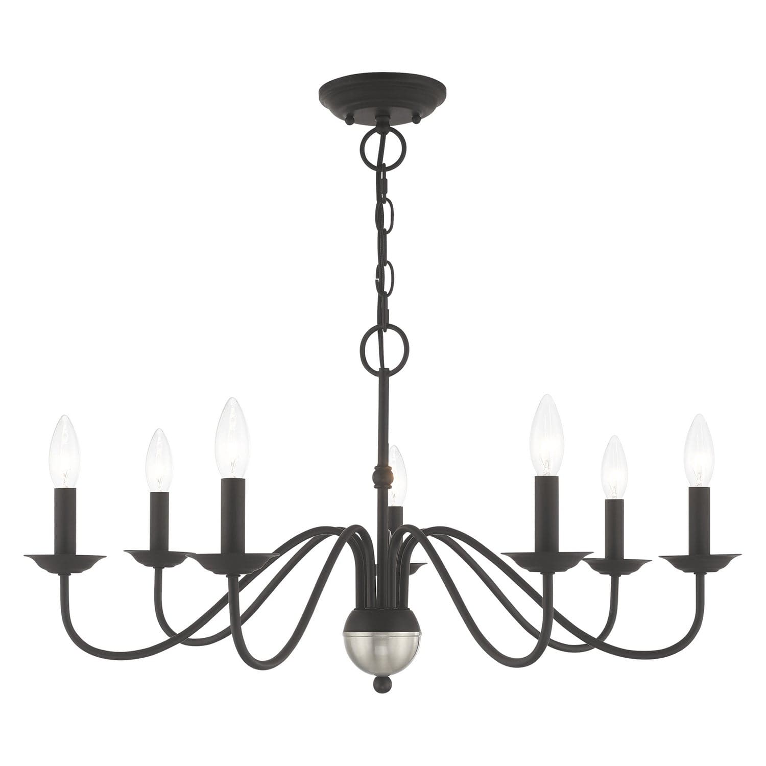 Livex Lighting - 52167-04 - Seven Light Chandelier - Windsor - Black w/ Brushed Nickel