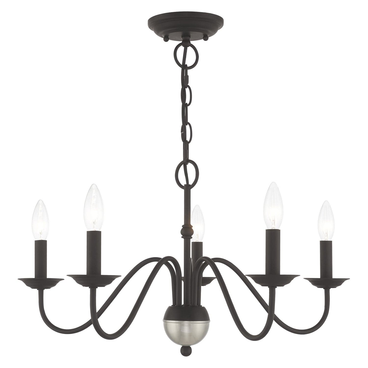 Livex Lighting - 52165-04 - Five Light Chandelier - Windsor - Black w/ Brushed Nickel
