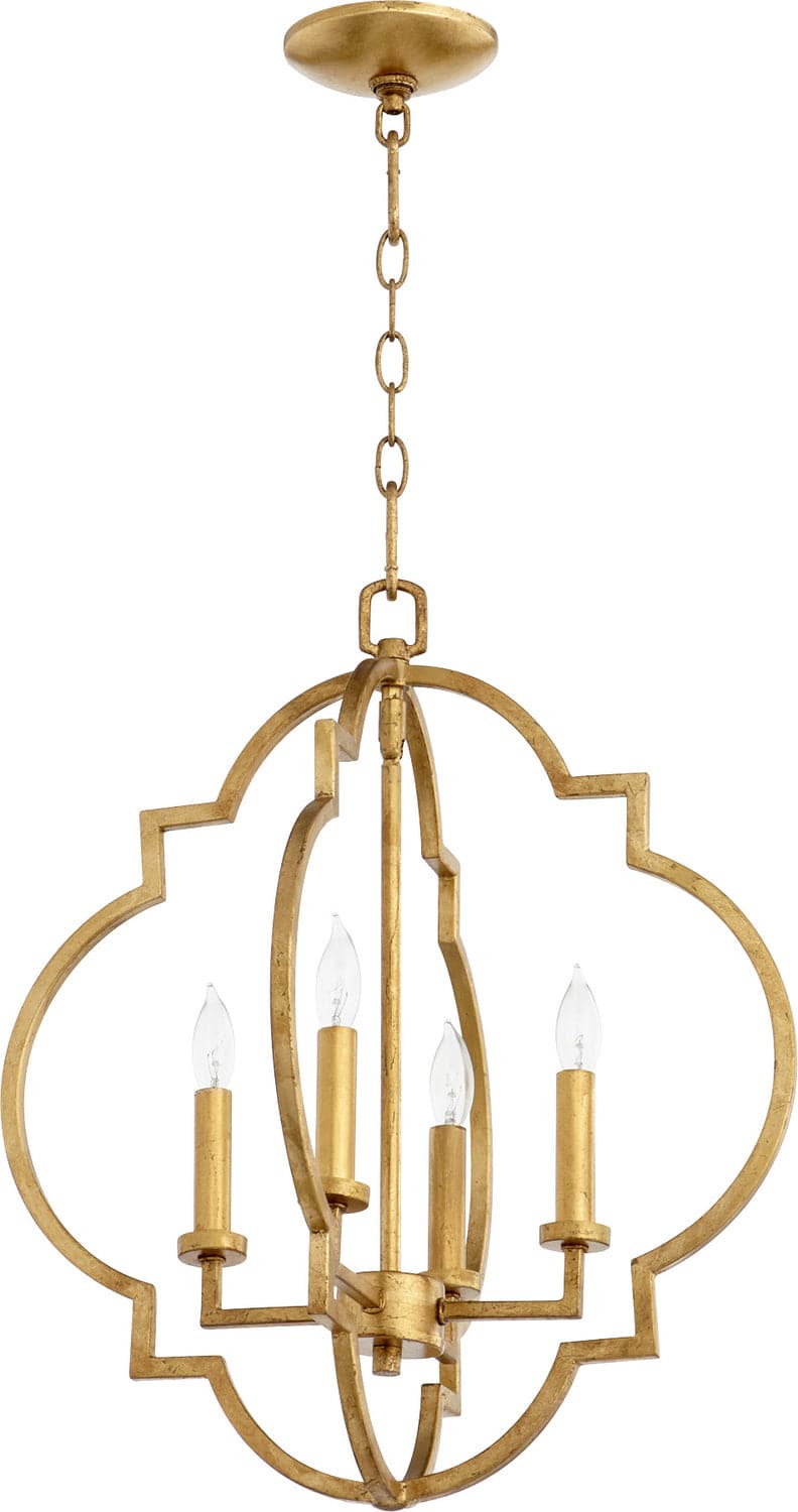 Quorum - 6842-4-74 - Four Light Entry Pendant - Dublin - Gold Leaf