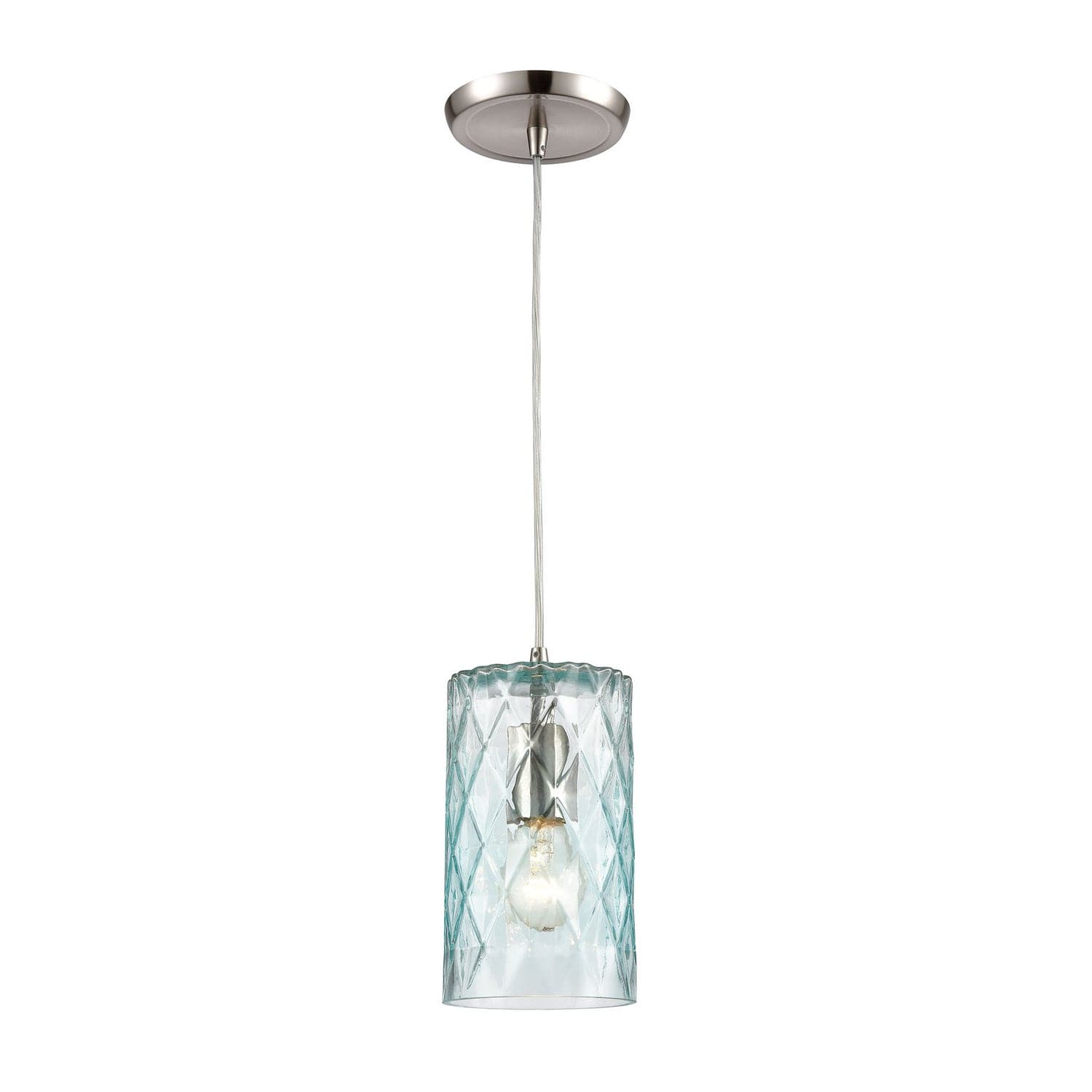 ELK Home - 21194/1 - One Light Mini Pendant - Diamond Pleat - Satin Nickel