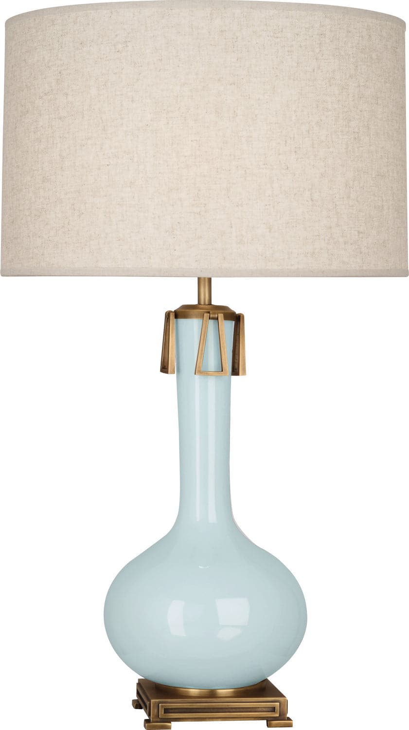 Robert Abbey - BB992 - One Light Table Lamp - Athena - Baby Blue Glazed w/Aged Brass