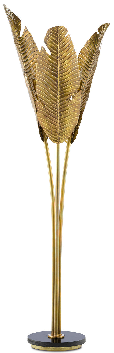 Three Light Floor Lamp from the Tropical collection in Vintage Brass/Black finish