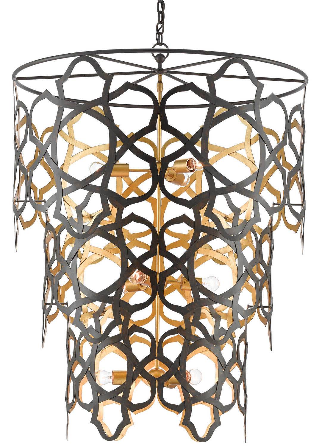 Nine Light Chandelier from the Mauresque collection in Bronze Gold/Contemporary Gold Leaf finish