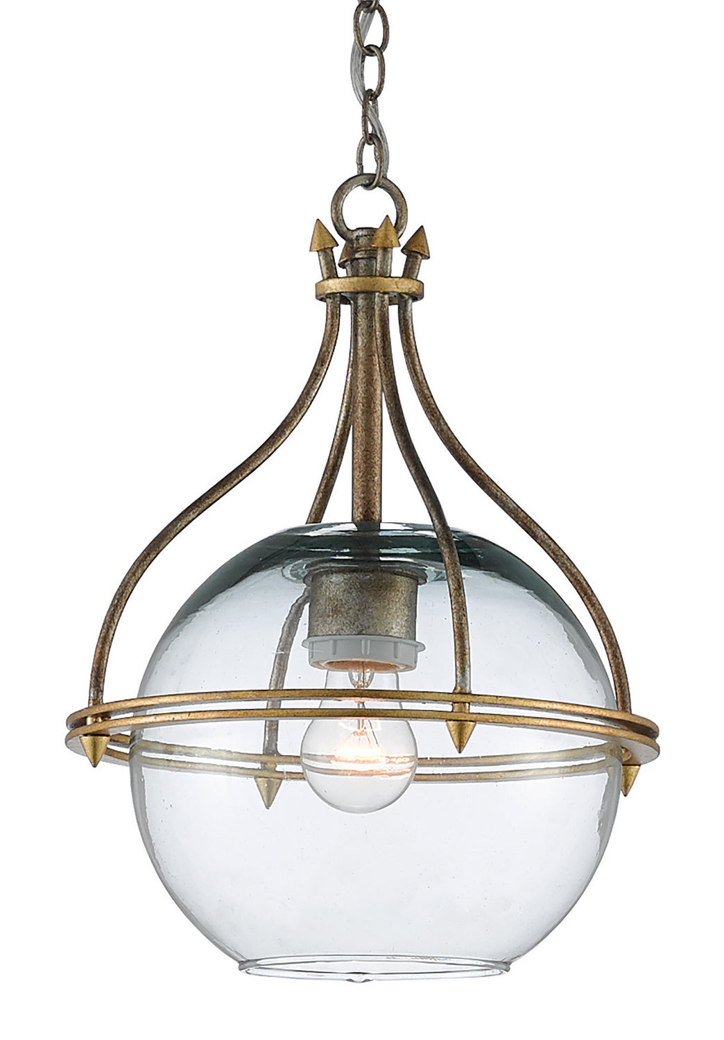 One Light Pendant from the Foyle collection in Antique Silver Leaf/Contemporary Gold Leaf finish