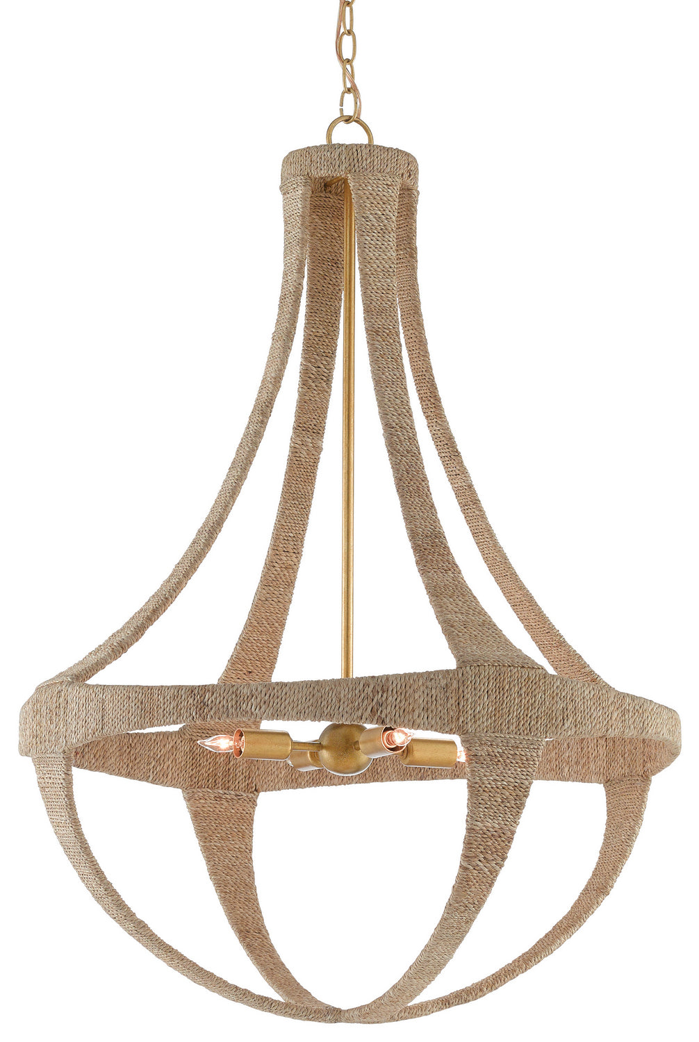 Four Light Chandelier from the Ibiza collection in Natural/Dark Contemporary Gold Leaf finish
