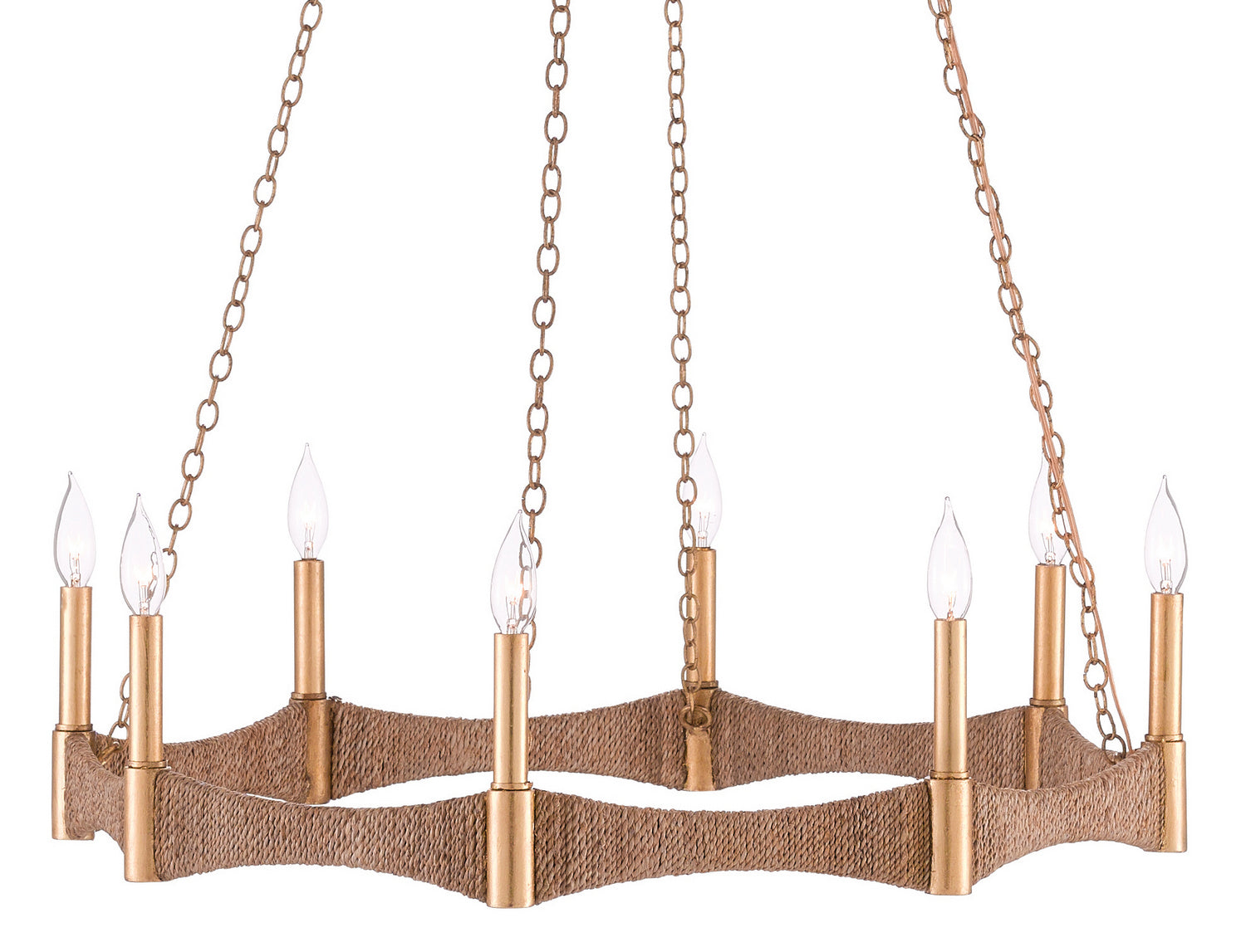Eight Light Chandelier from the Mallorca collection in Natural/Dark Contemporary Gold Leaf finish