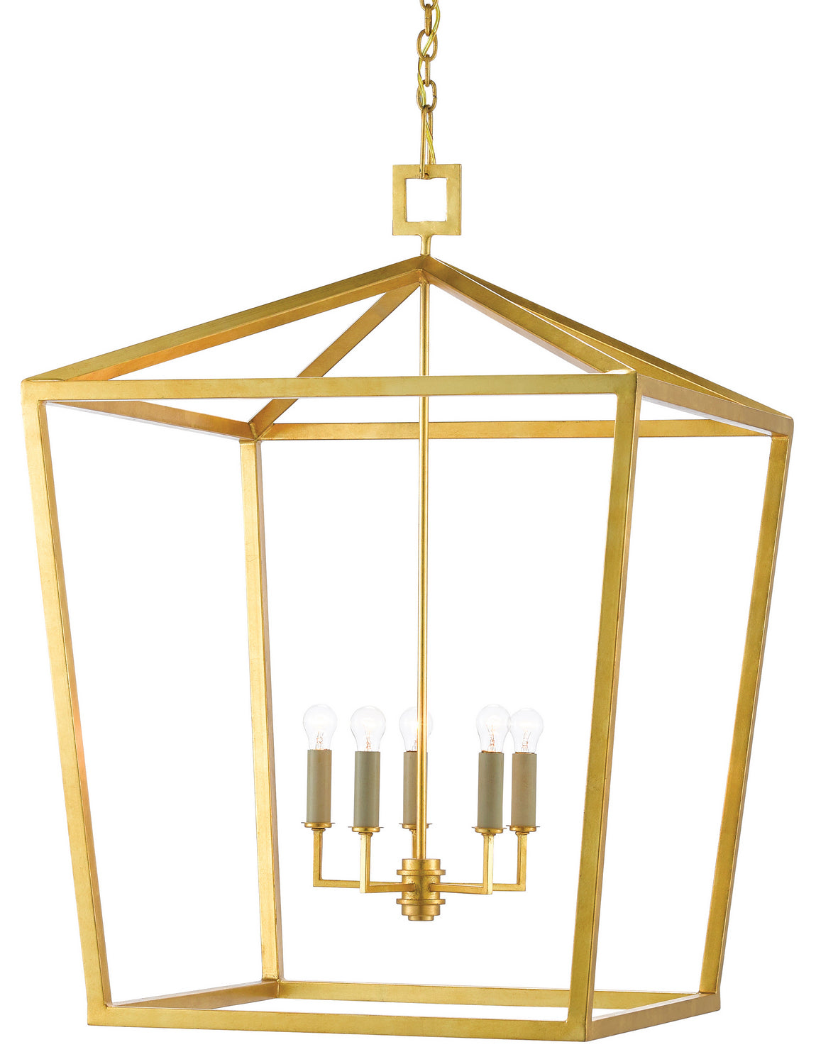 Five Light Lantern from the Denison collection in Contemporary Gold Leaf finish